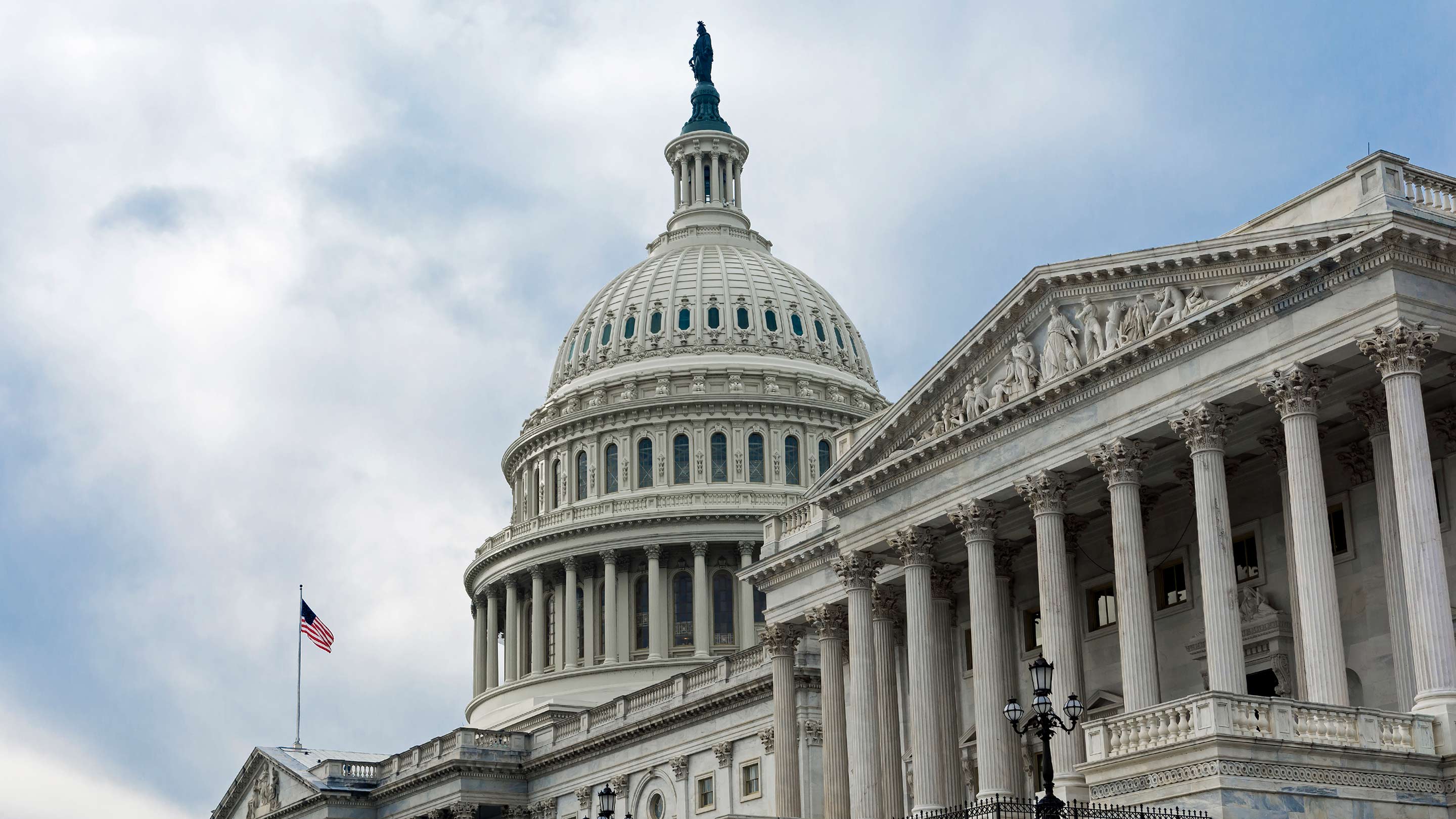 Dramatic view of the United States Capitol Building in Washington DC.
