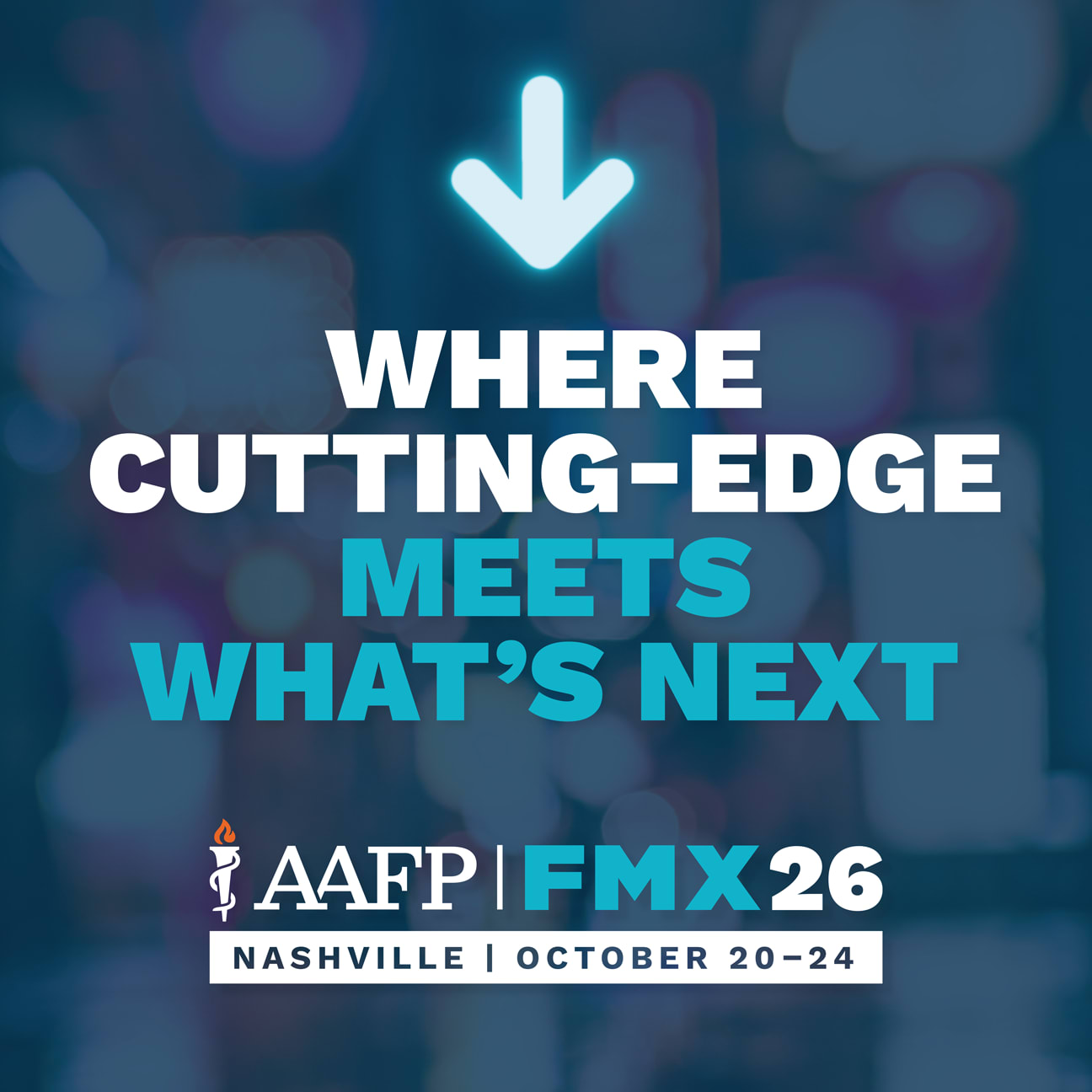 Image of promotional banner for the 2026 AAFP Family Medicine Experience conference.
