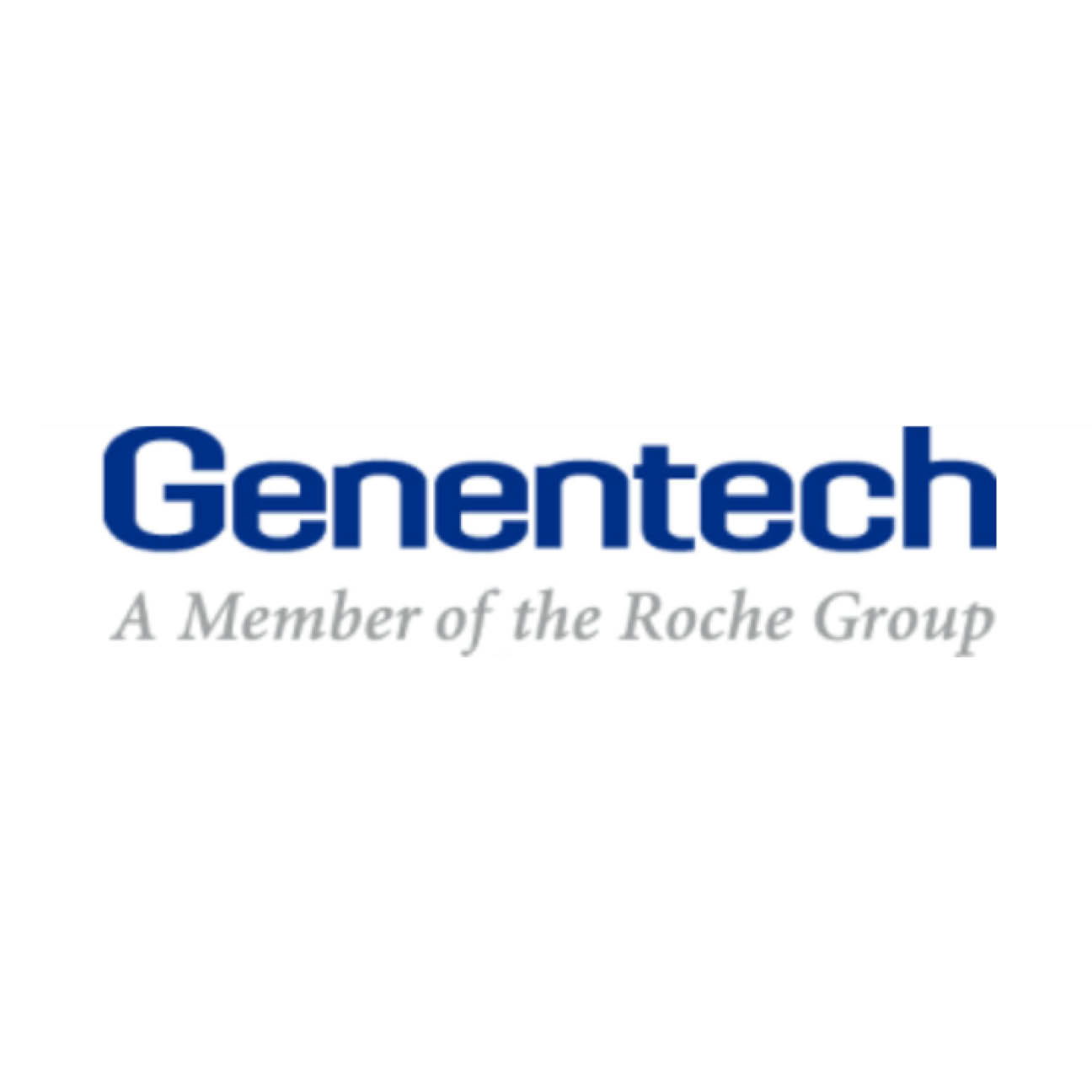 Blue letters spell out Genentech in the logo.