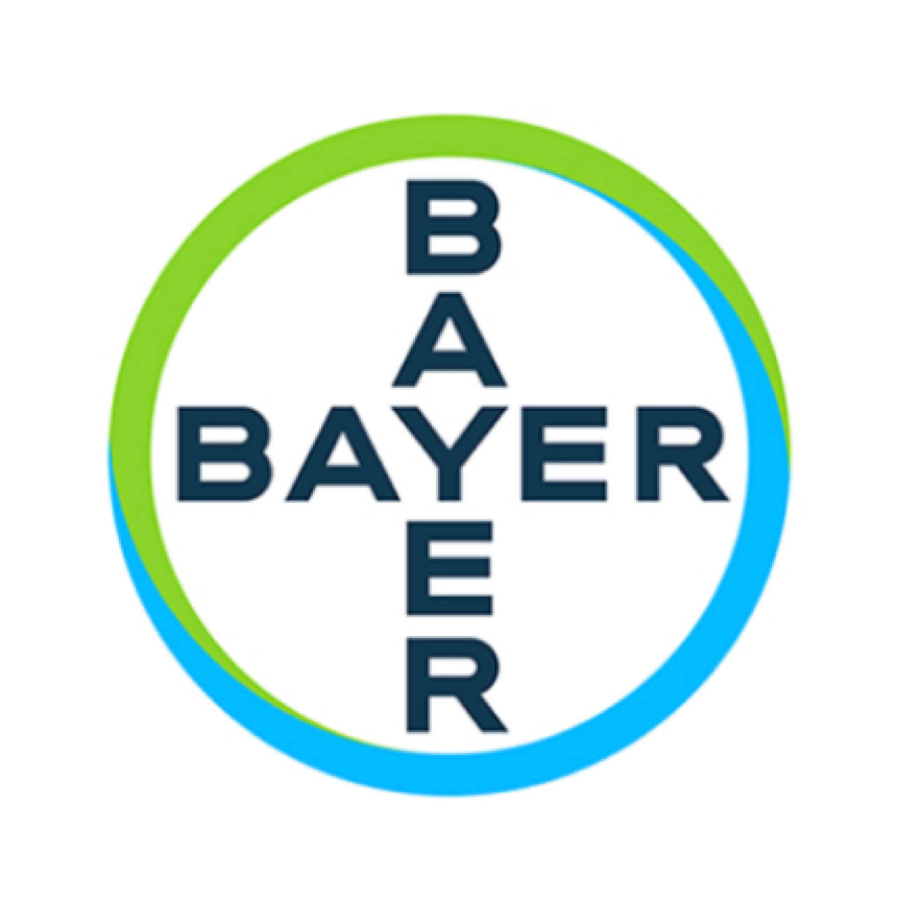 The letters Bayer are shaped in a plus sign inside a green and blue circle. 