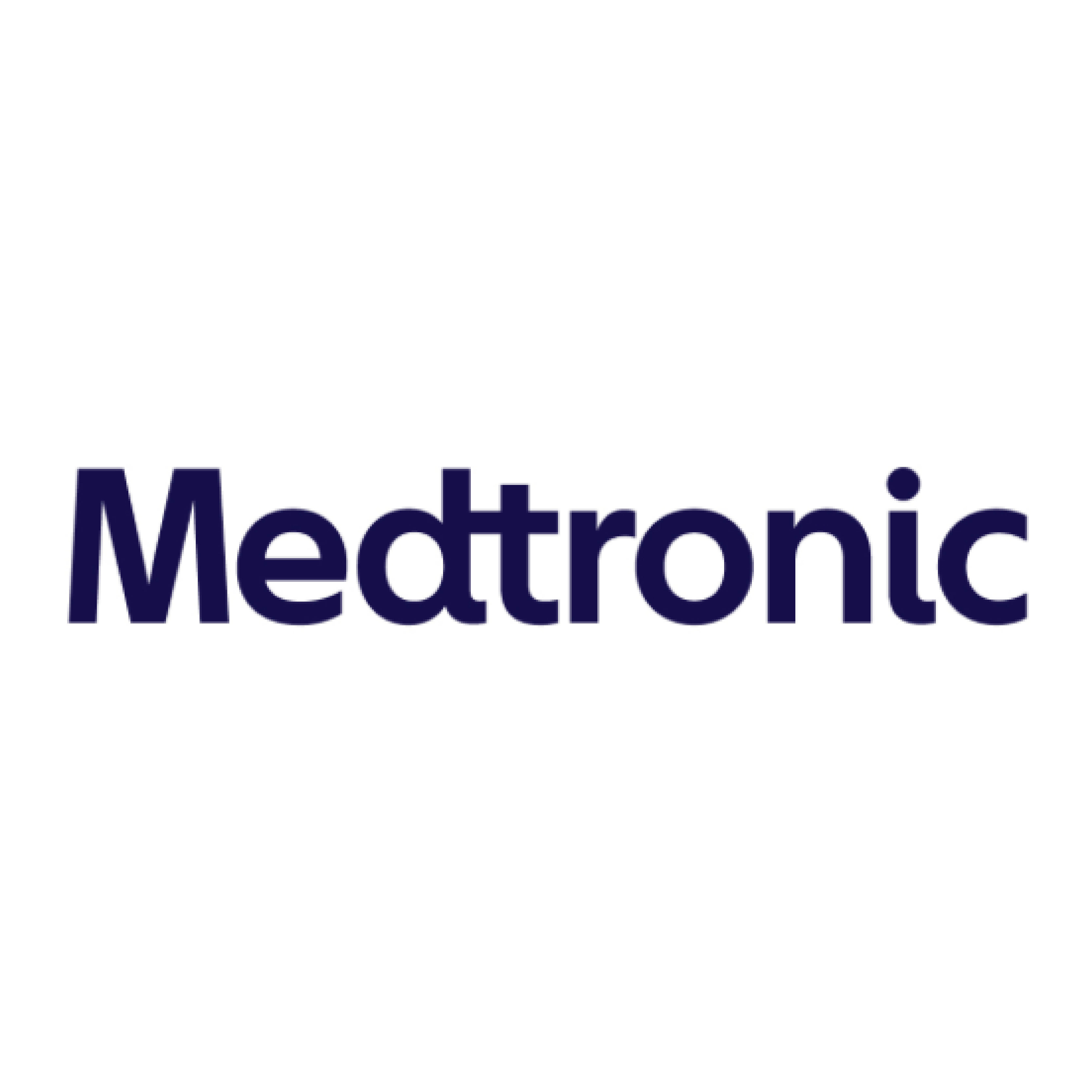 Blue letters spell out Medtronic in the logo. 