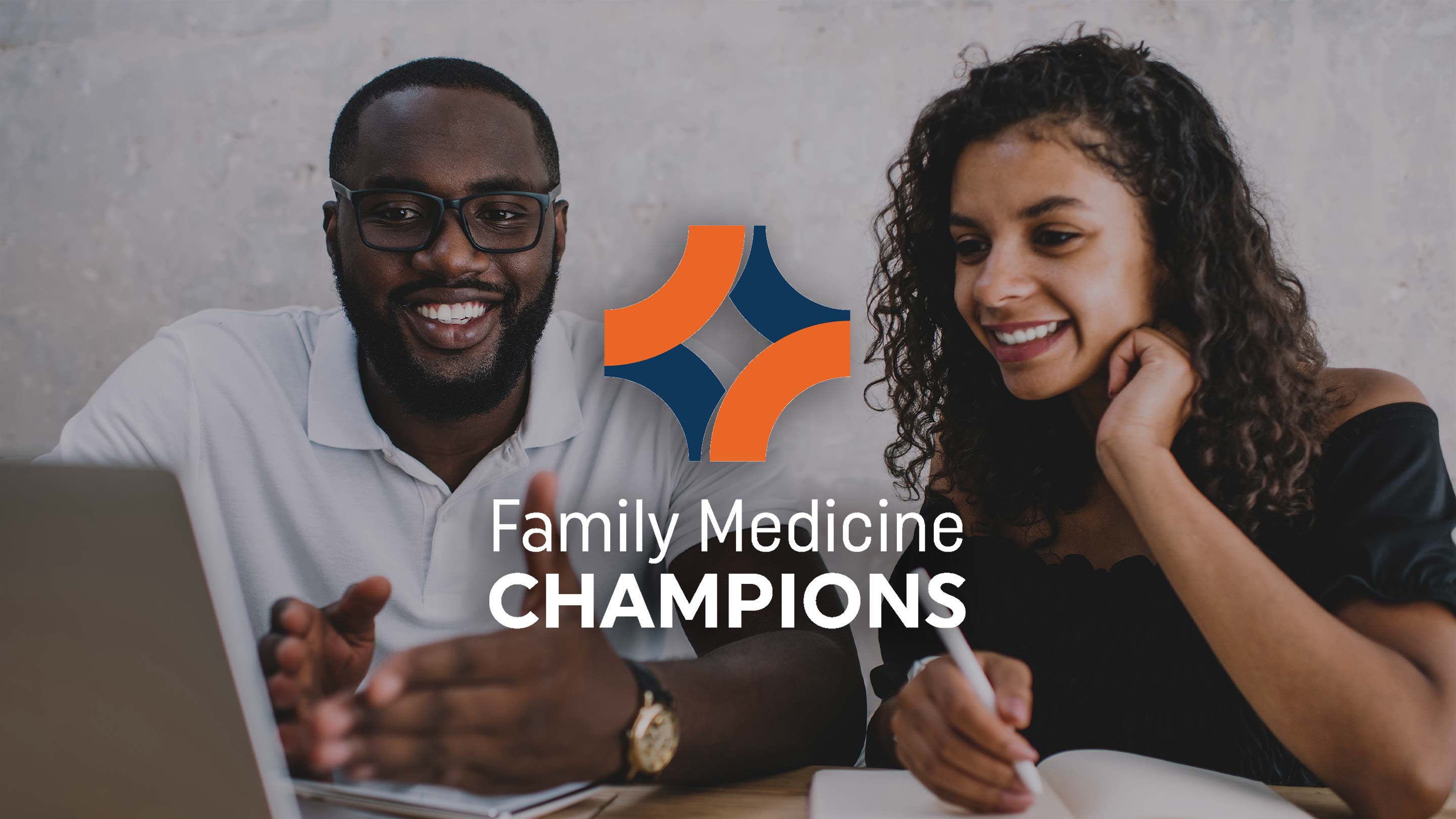 Doctor mentoring student. Family Medicine Champions Web Header.