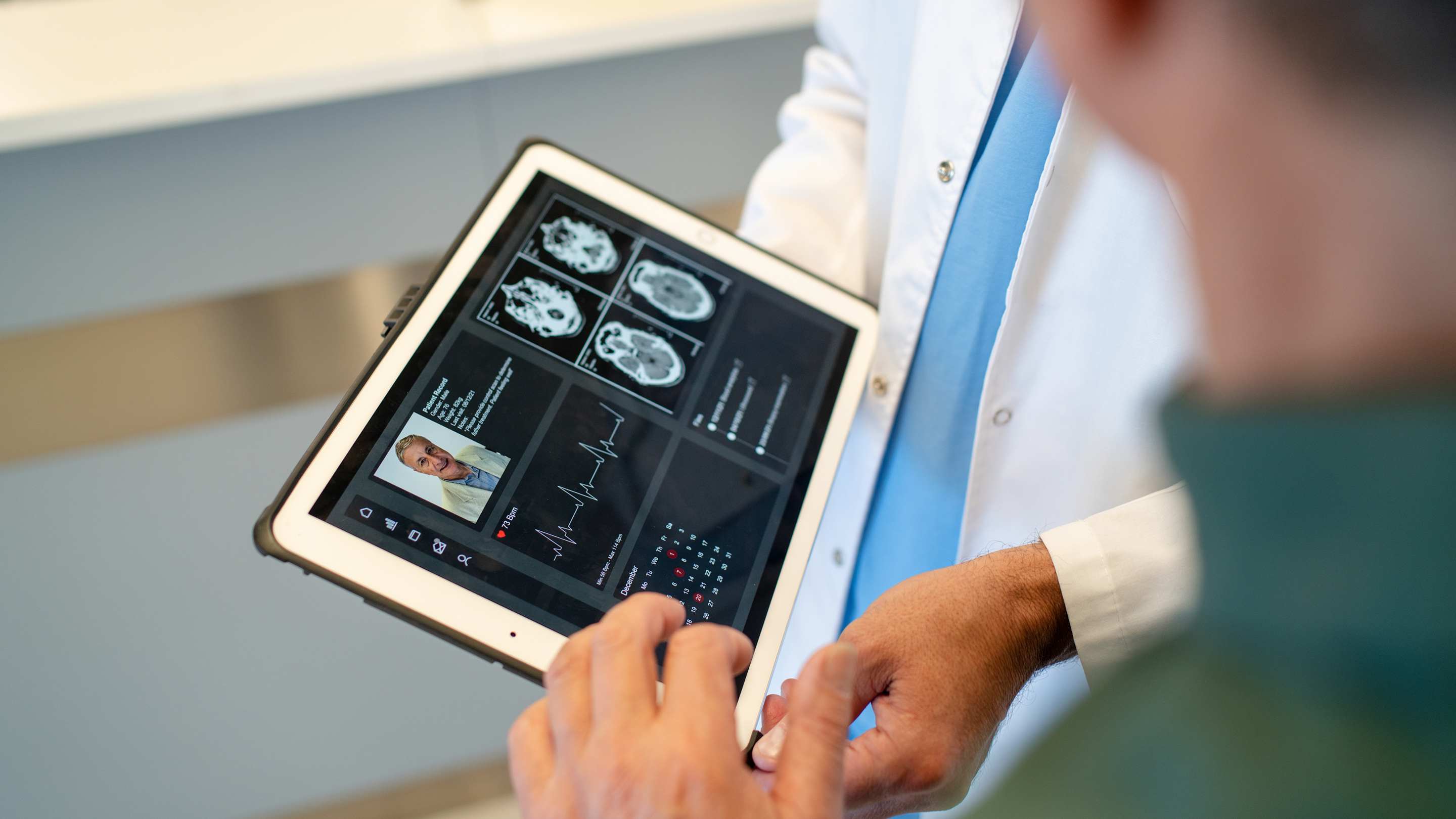 Technology reducing dministrative burden for family physicians on tablet..