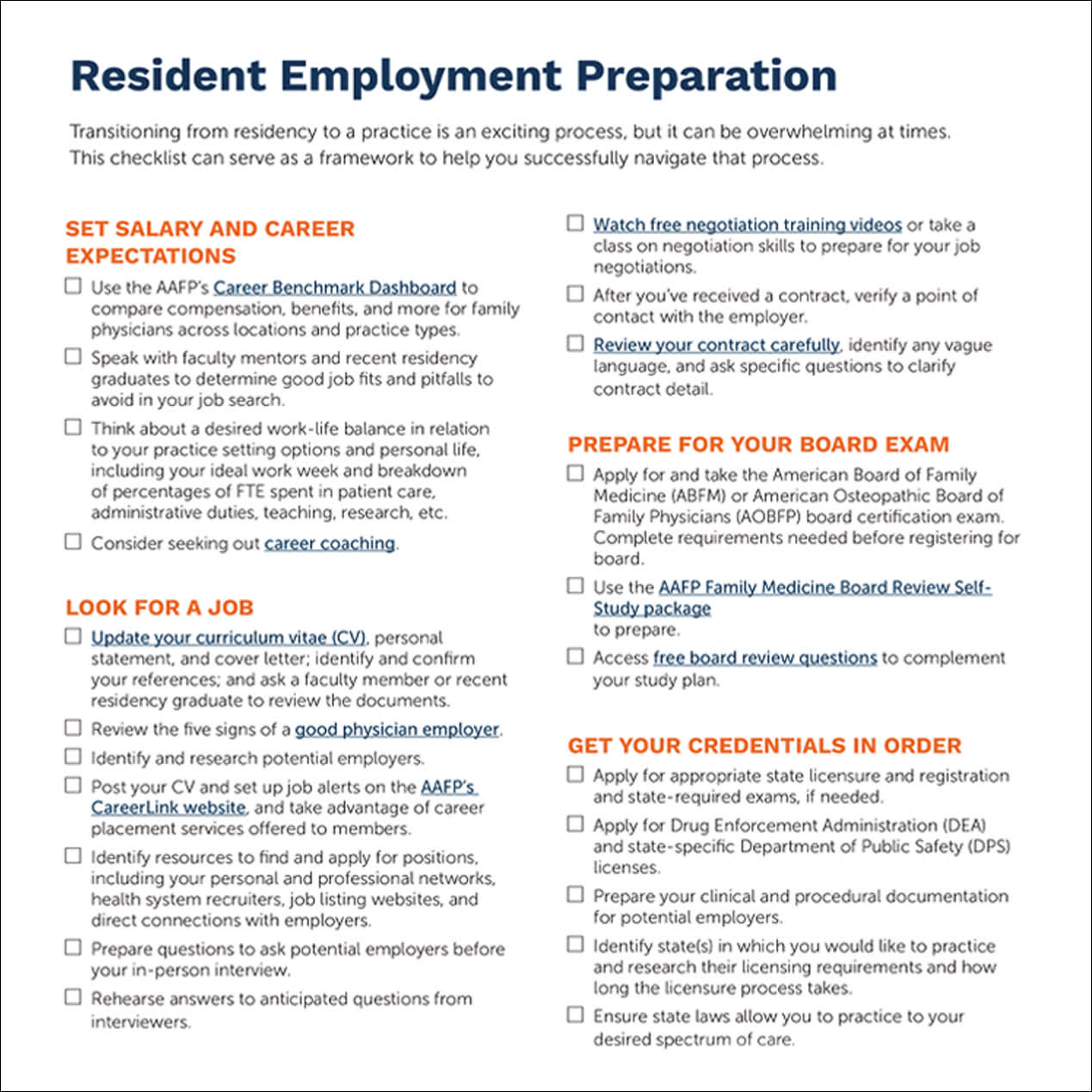 Image of the residency wrap-up checklist