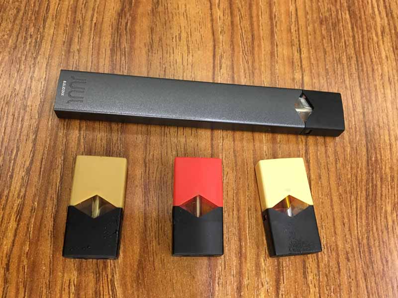 JUUL device and nicotine replacement pods