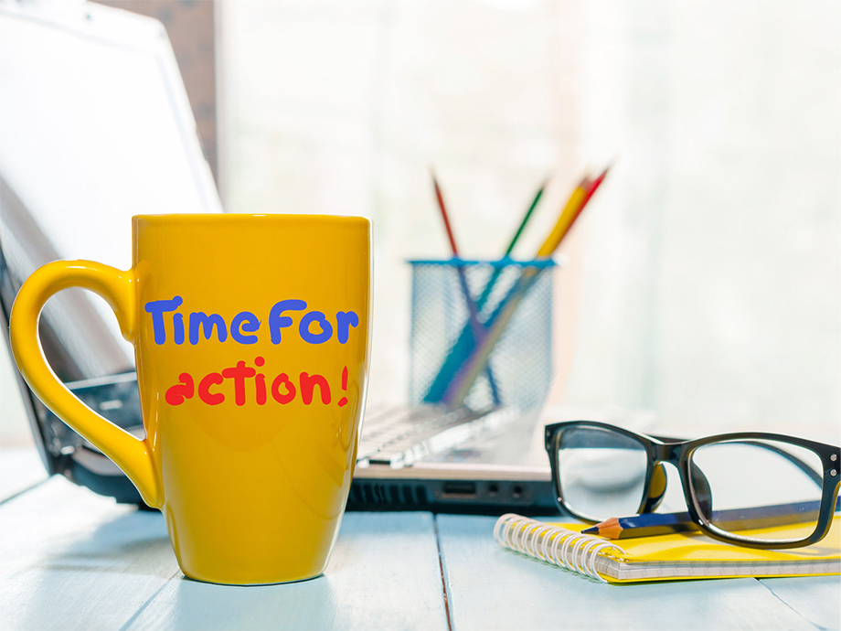 time for action coffee cup
