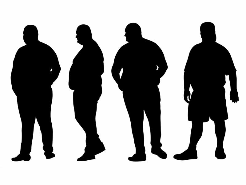 image of four obese male silhouettes