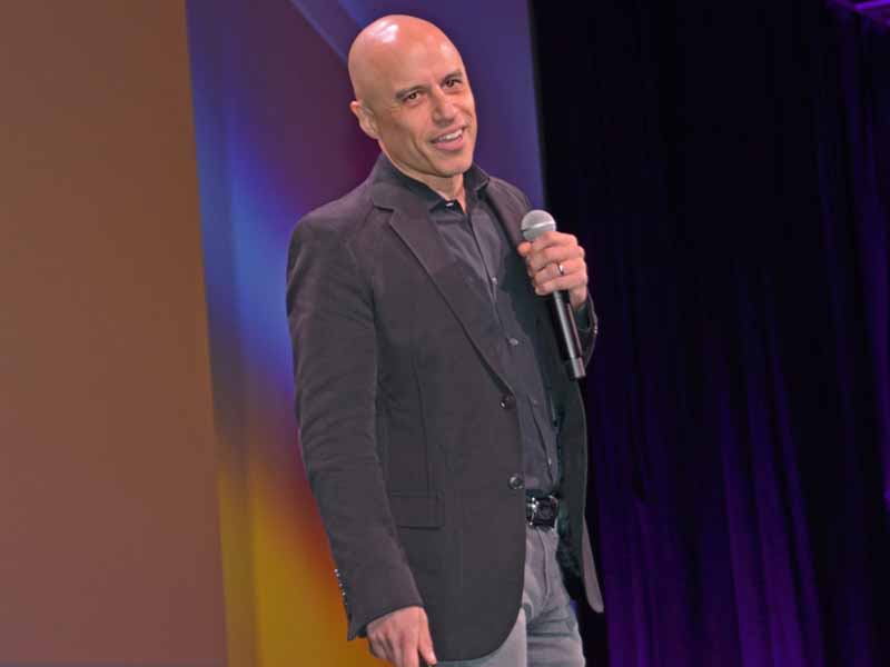 Zubin Damania, M.D., the physician, comedian and rapper who performs as ZDoggMD, speaks during the 2018 FMX