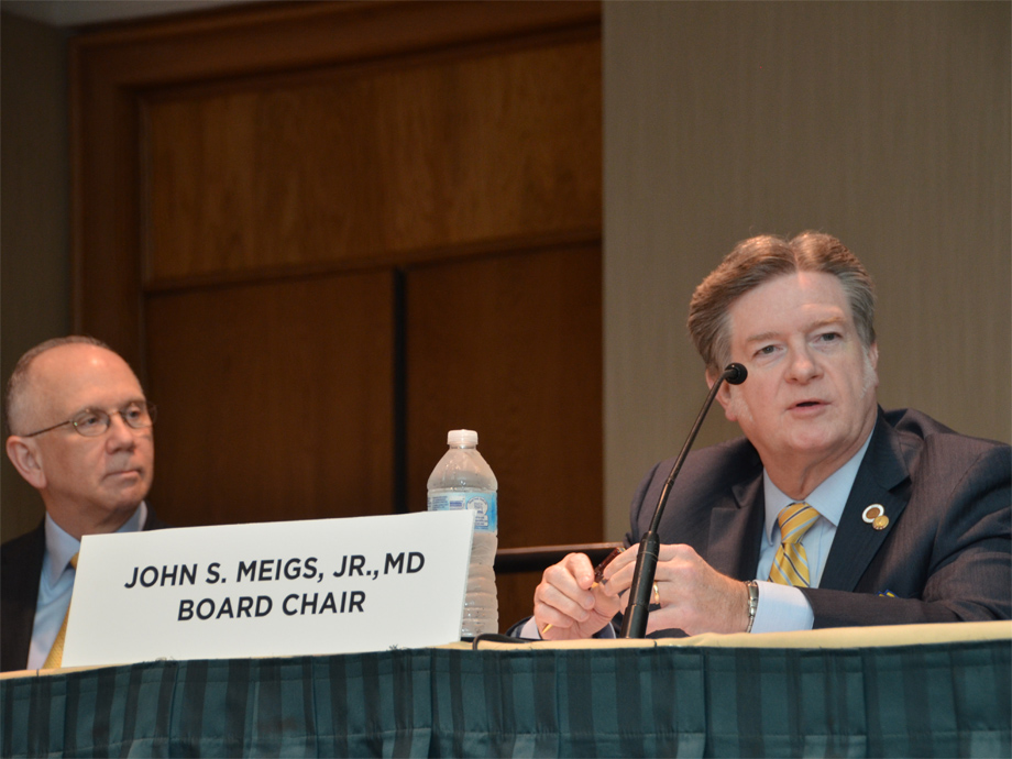 AAFP Board Chair John Meigs, M.D., speaks during the 2018 town hall