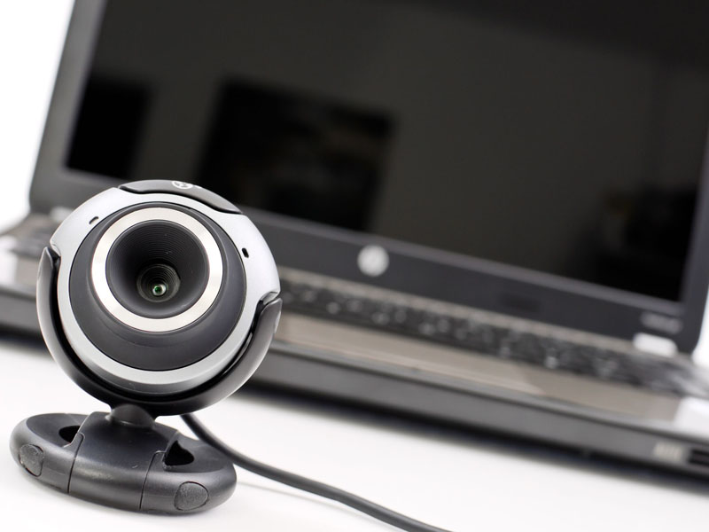 webcam in front of laptop