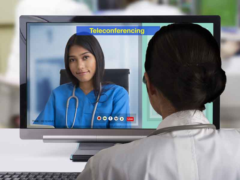 Two doctors meeting in videoconference