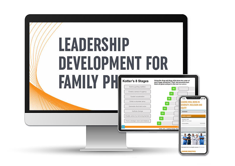 Leadership Development for Family Physicians on Laptop Screen