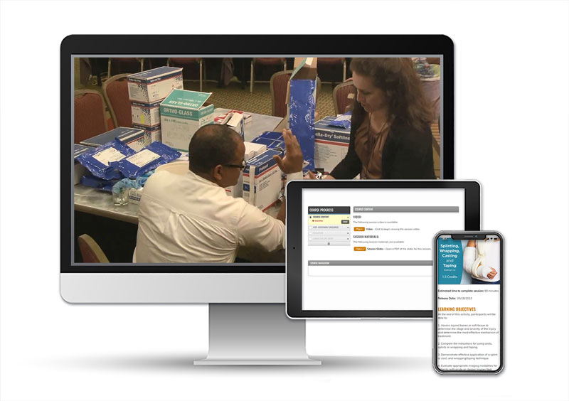 Splinting, wrapping, and casting procedures education on multiple screens
