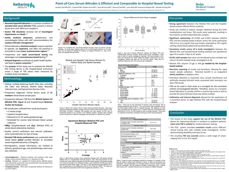 Point-of-Care Serum Bilirubin Is Efficient and Comparable to Hospital Based Testing Poster