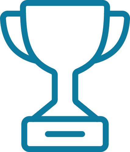 outline of trophy icon in blue
