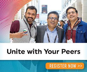Unite With Your Peers. Register Now. FMX Graphic.