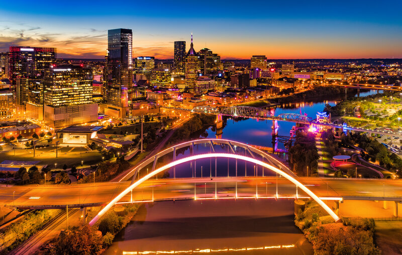 Nashville skyline at dusk