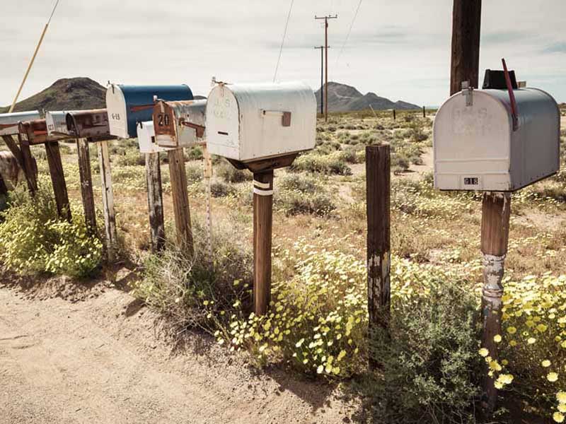 row of old mailboxes
