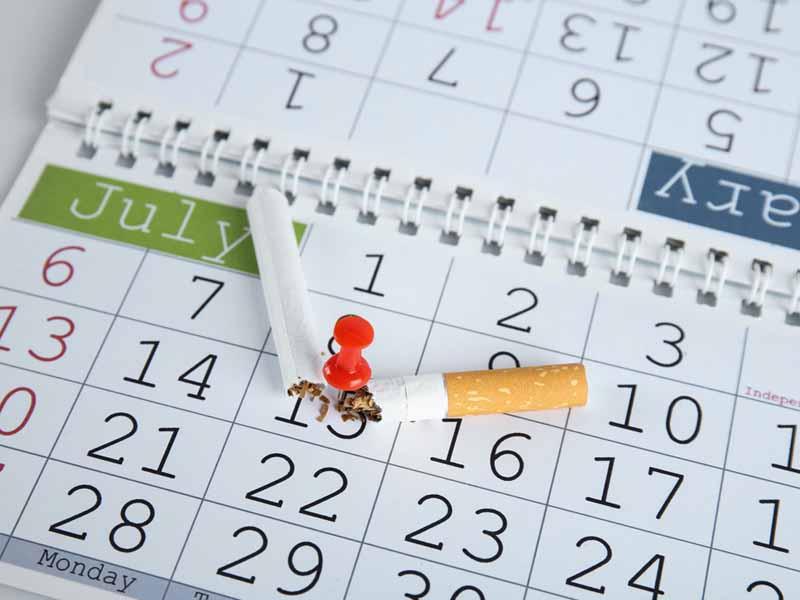 calendar with smoking quit date
