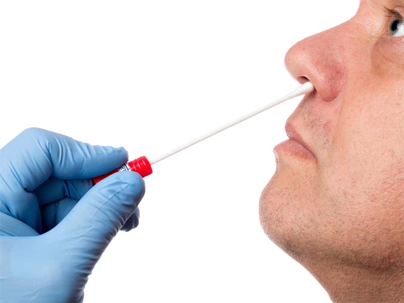 person receiving nasal swab test