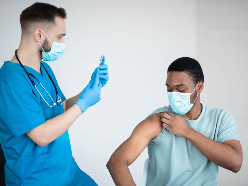 Young patient preparing to receive vaccine
