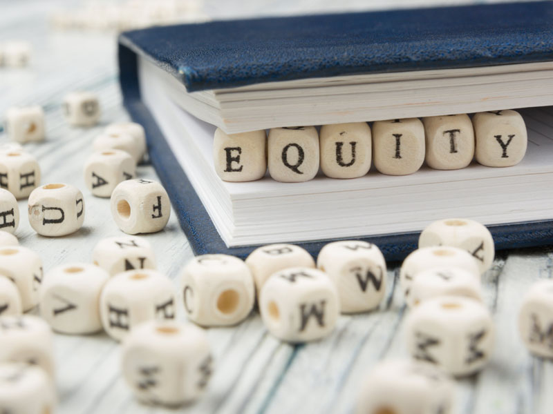 Equity spelled with blocks