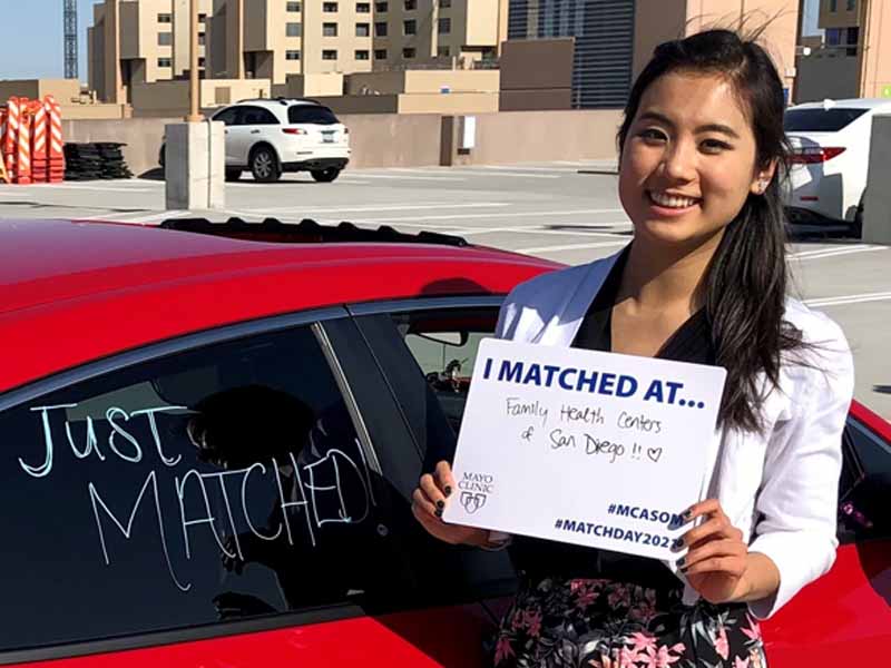 Crystal Huang, a fourth-year student at the Mayo Clinic Alix School of Medicine matched with the family medicine residency at the Family Health Centers of San Diego. Huang was part of the first class at Mayo’s campus in Phoenix and Scottsdale, Ariz.