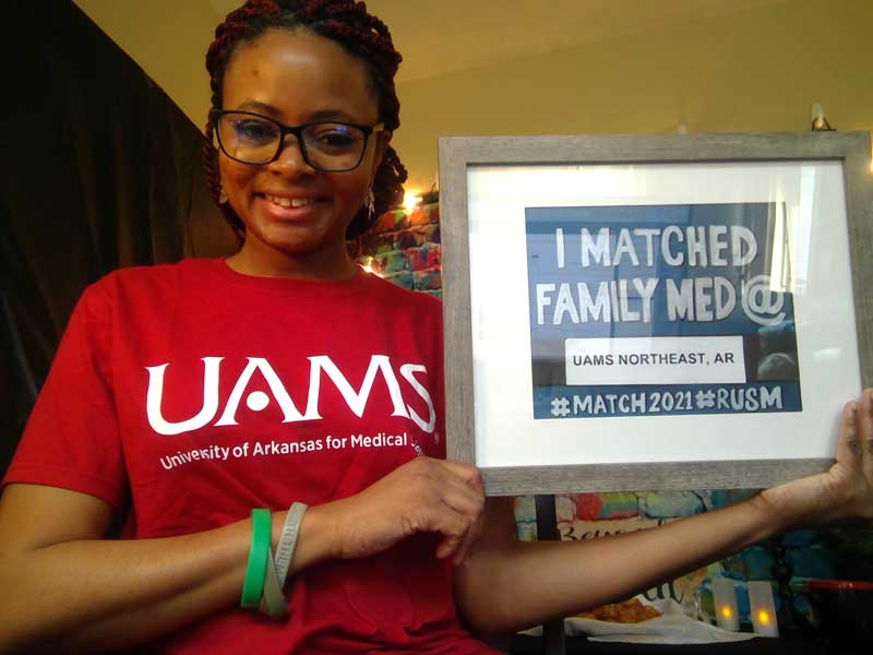 Priscilla Auguste, M.H.S., a fourth-year student at Ross University School of Medicine, based in Barbados, matched with the family medicine residency at the University of Arkansas for Medical Sciences Northeast in Jonesboro.