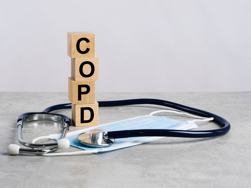 stethoscope around wooden blocks that say COPD
