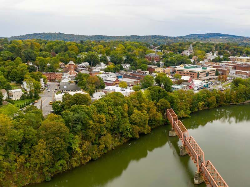 small town and bridge