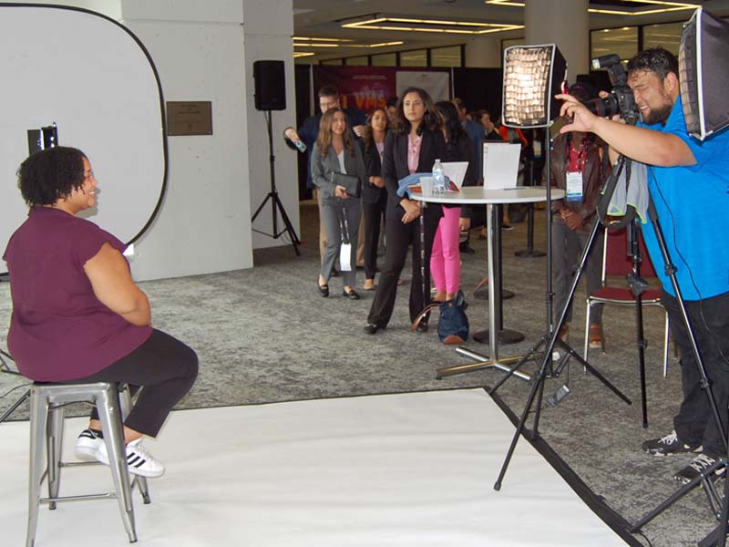 Morgan McManus, a second-year student at New York University School of Medicine, poses for a head shot at National Conference.