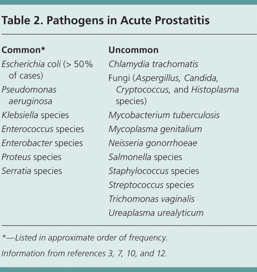 Acute Bacterial Prostatitis Diagnosis And Management Aafp 
